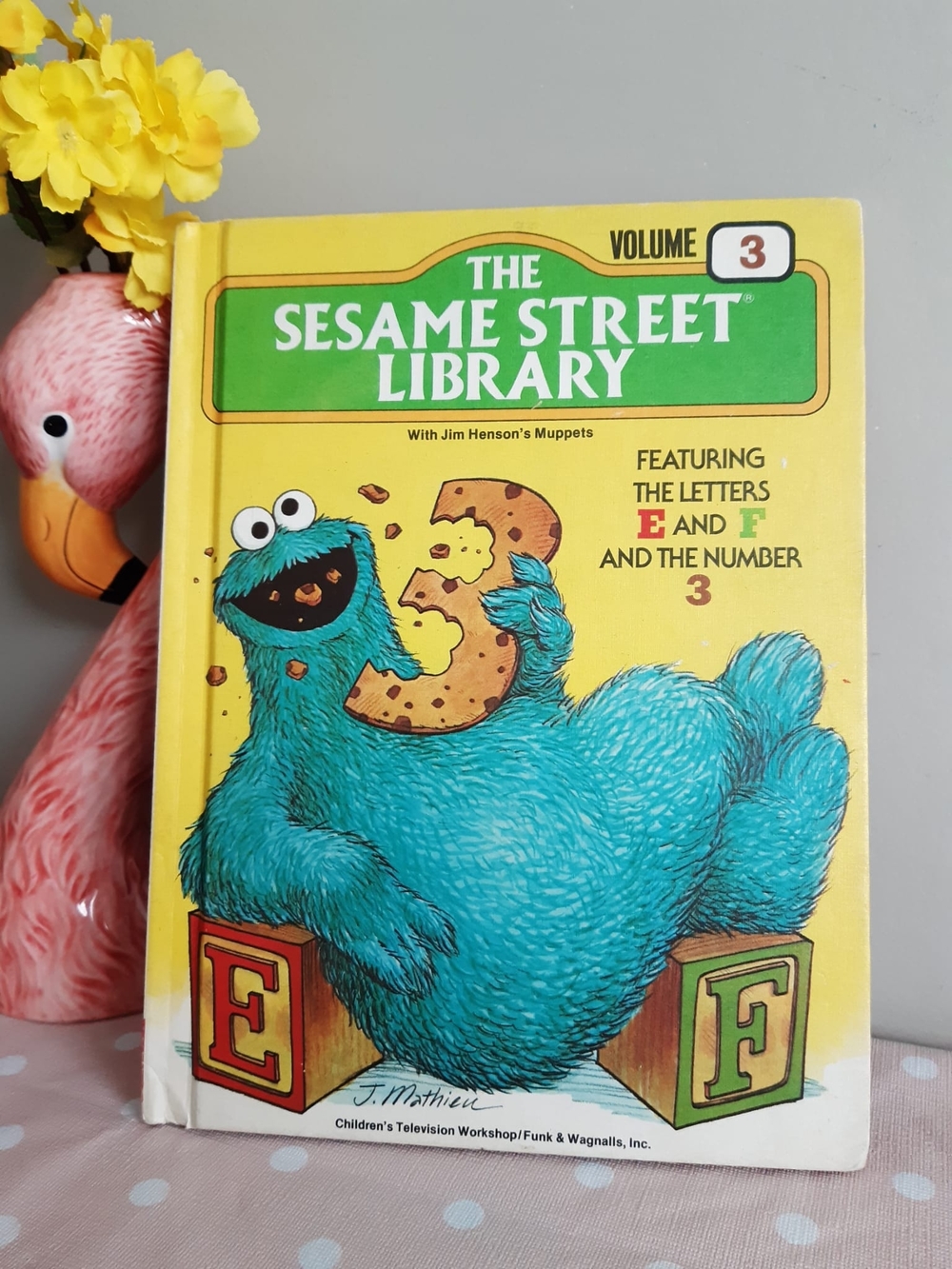 Vintage 70's Sesame Street Book Library Volume 3 - Yellow & Blue Children's Book